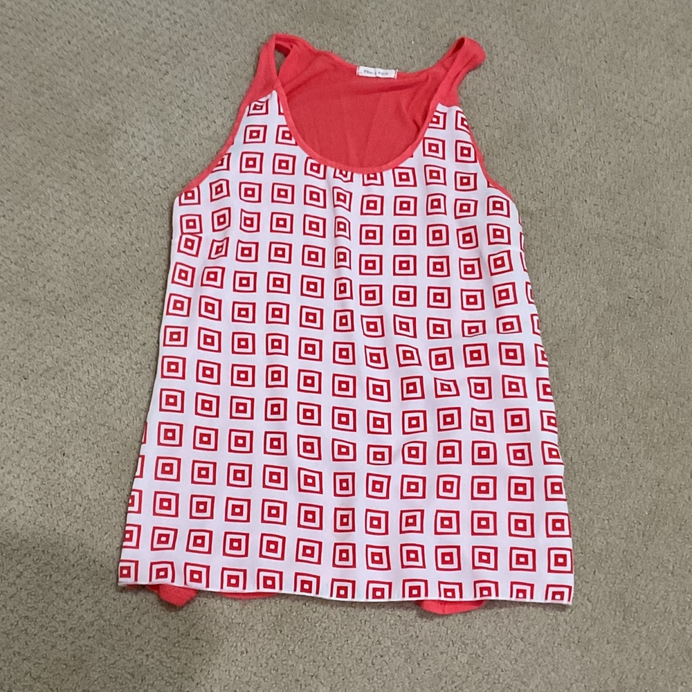 Red and White Square Pattern Tank Top